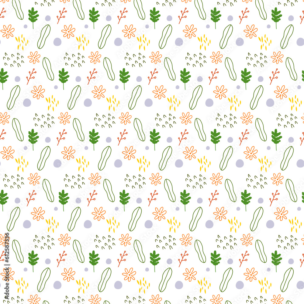 botanical seamless pattern hand drawn