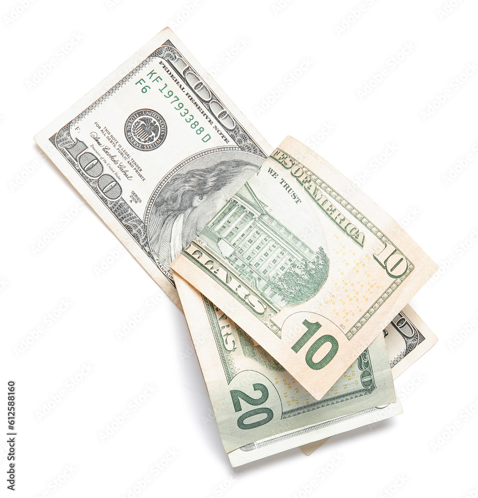 Dollar banknotes isolated on white background Dollar banknotes isolated on white background