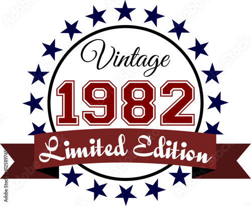 Vintage 1982, Limited Edition Vector Graphic for Birthday, T-shirts, Prints, Invitations, and More