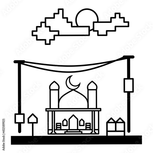 Mosque and enviroment illustration icon