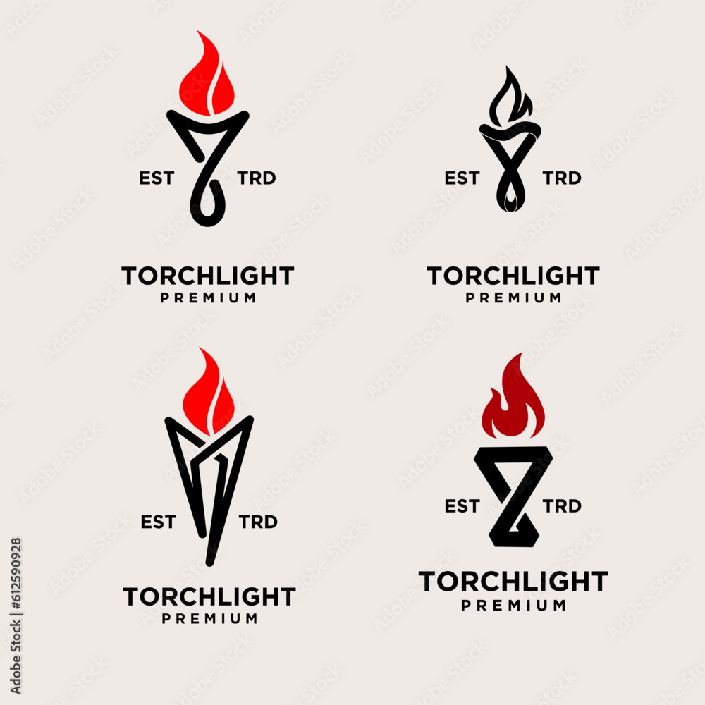 Torch infinity set Logo icon design illustration Torch infinity set Logo icon design illustration