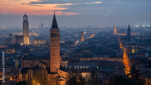Aerial view of the beautiful city of Verona located in Northern Italy