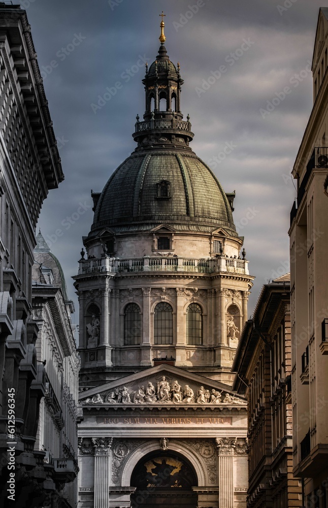 Vertical shot of the St Stephen's Basilica, Budapest