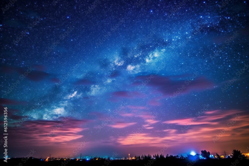 Background of the night August sky with stars. AI generated, human enhanced. - obrazy, fototapety, plakaty 