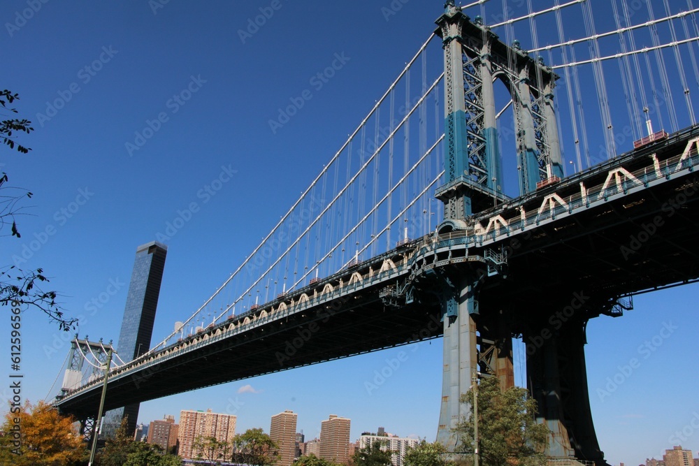 Fototapeta premium Low-angel view of the Manhattan bridge