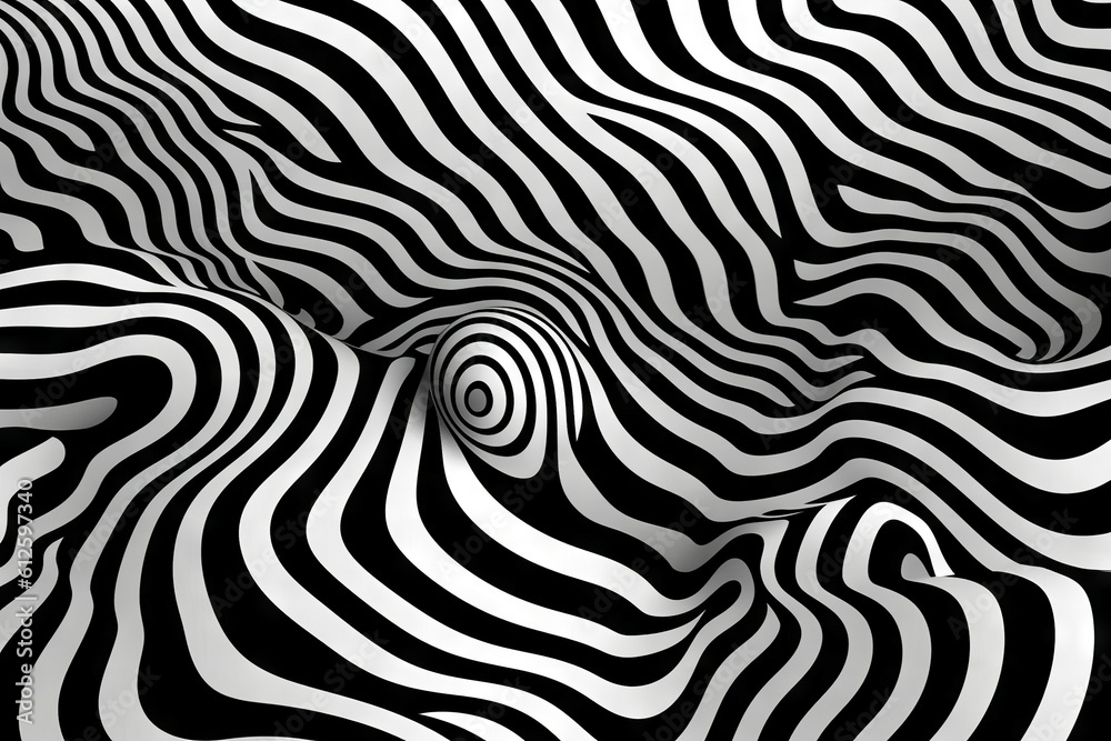 Abstract black and white waves background or backdrop. AI generated, human enhanced.
