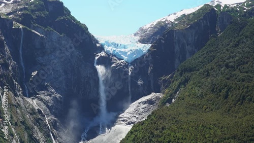 Ventisquero Colgante, a hanging Glacier in Patagonia, chile. photo