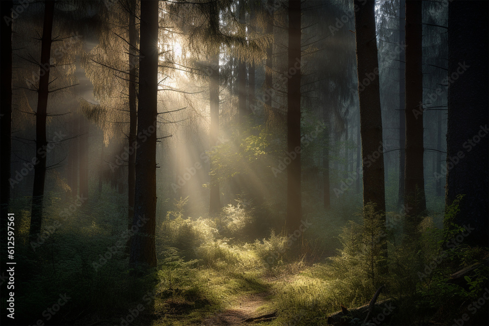 forest background with sunshine