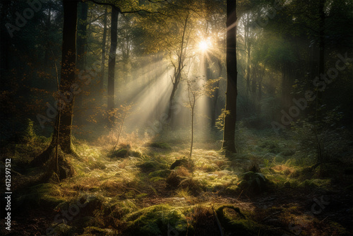 forest background with sunshine