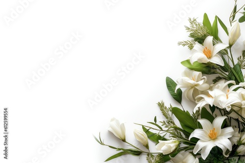 bouquet of white flowers on white, free space © RJ.RJ. Wave
