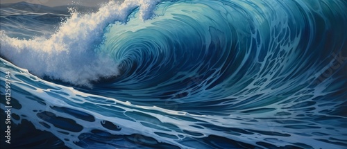 Digitally Painted Ocean Wave. (Made with Generative AI)