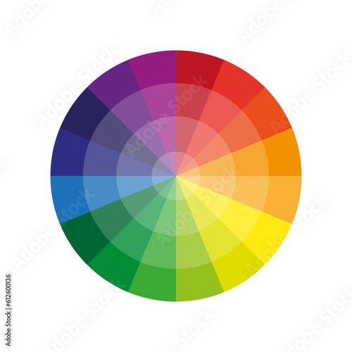 Color wheel with the transition to white in the middle. stock image.