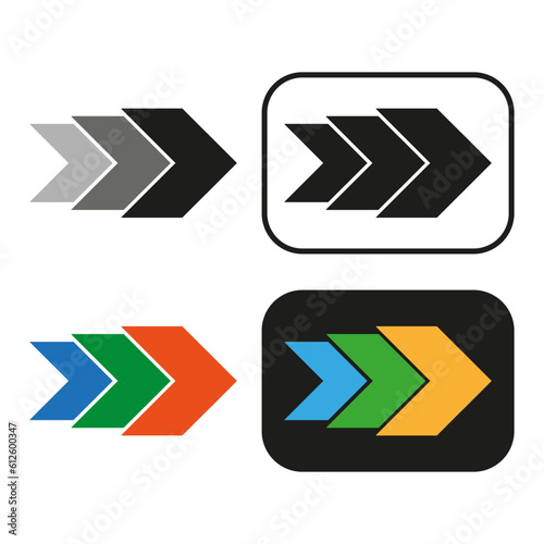Growing triple right arrows. Vector illustration. stock image.