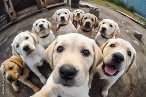 group of dogs, selfie