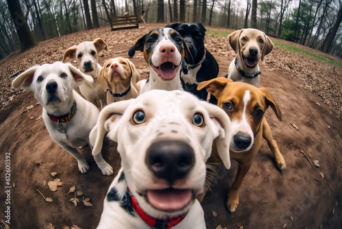 group of dogs, selfie