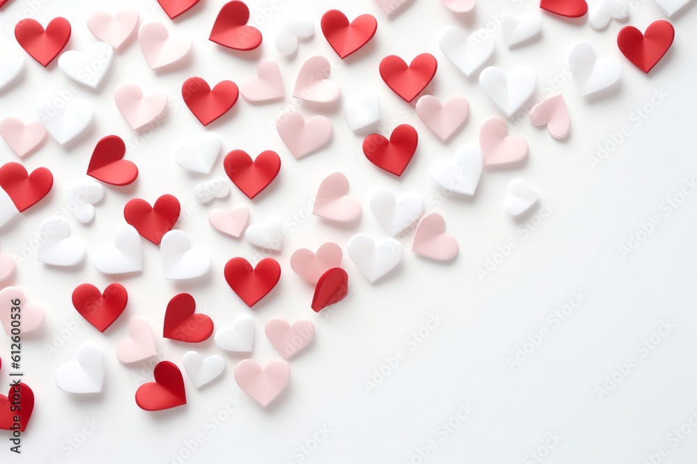 red hearts on white background