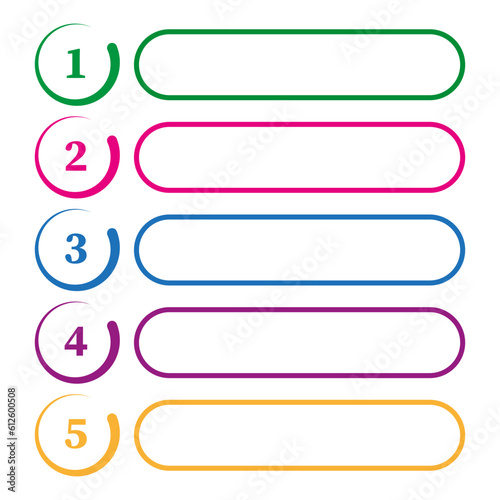 table content rank. Colored stripes with numbers infographics. Vector illustration. stock image.