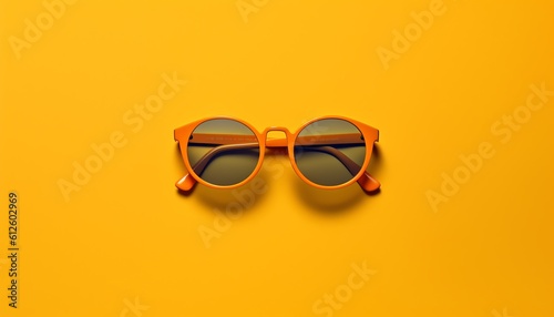 sun glasses on the orange background