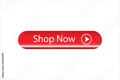 shop now 3d red button.Vector web button.