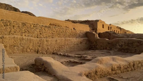 Old buildings and ruins in the Los Paredones archaeological site in Nazca, Peru photo