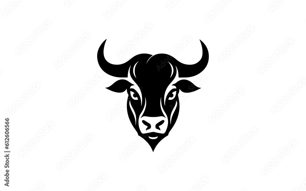 Head of bull shape isolated illustration with black and white style.
Head of bull shape isolated illustration with black and white style.