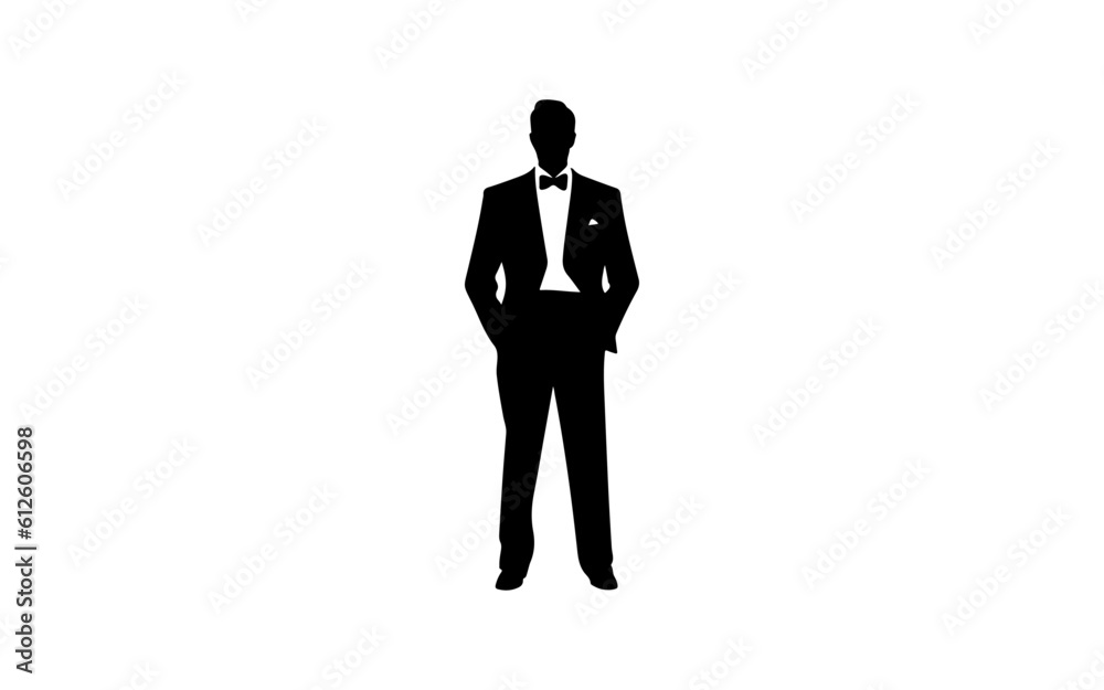 Tuxedo man shape isolated illustration with black and white style. Tuxedo man shape isolated illustration with black and white style.