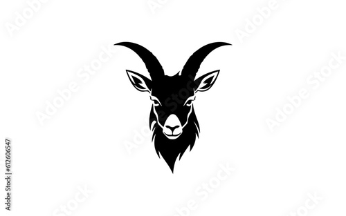 Head of goat shape isolated illustration with black and white style.