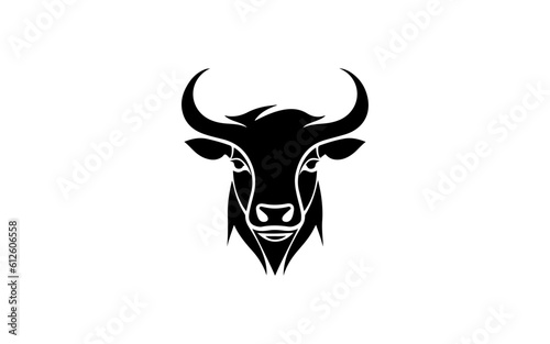 Head of bull shape isolated illustration with black and white style.

