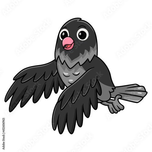 Cute mauve gray masked lovebird cartoon flying