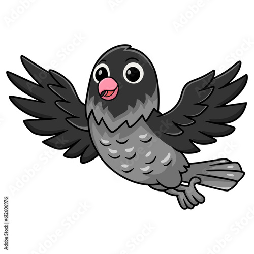Cute mauve gray masked lovebird cartoon flying