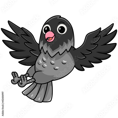 Cute mauve gray masked lovebird cartoon flying