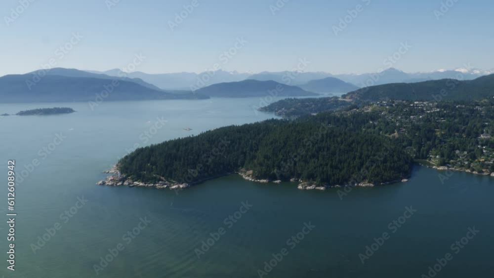 Lighthouse Park and Howe Sound, BC, British Columbia, Canada. West Vancouver. Helicopter Shot. Lighthouse Park and Howe Sound, BC, British Columbia, Canada. West Vancouver. Helicopter Shot.