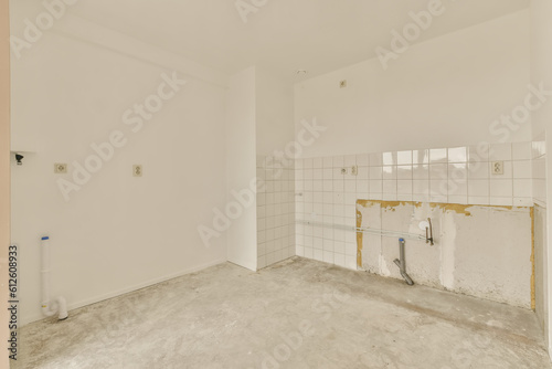 an empty room with white walls and no one wall to be used for painting or other things in the room