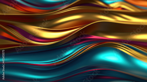 Abstract wallpaper with metallic liquid multicolored waves