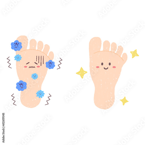 きれいな足の裏と菌が繁殖する足の裏