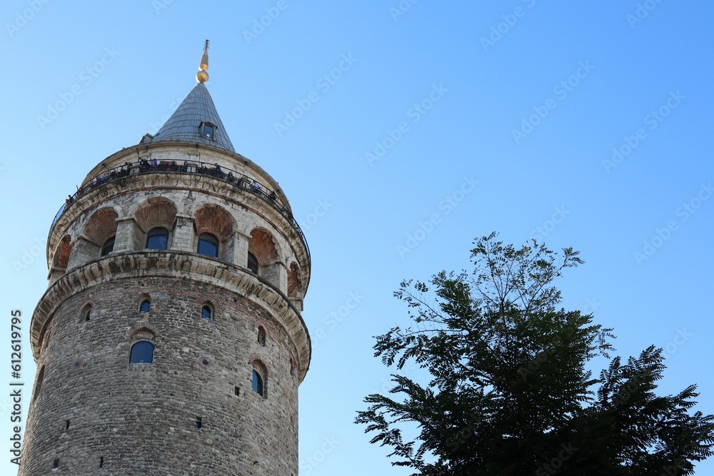 Low angle view of a Galata Tower in in Istanbul