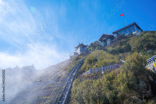 FANSIPAN Mountain station Peak the highest Indochina beautiful located temple famous attraction travel destination in Sa Pa Hoang Lien Son mountain range, Lao Cai photo