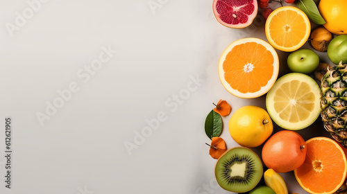 fresh fruit with white background and copy space ai generative