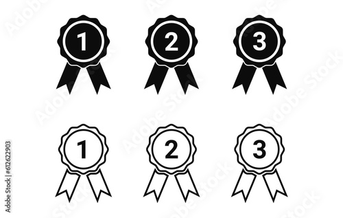 Winner medal icon first, two and three on white background