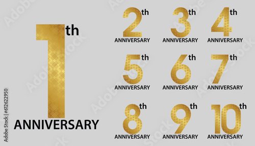 Set of anniversary logotype and ribbon. anniversary celebration emblem design for booklet, leaflet, magazine, brochure poster, web, invitation or greeting card. Vector illustration.