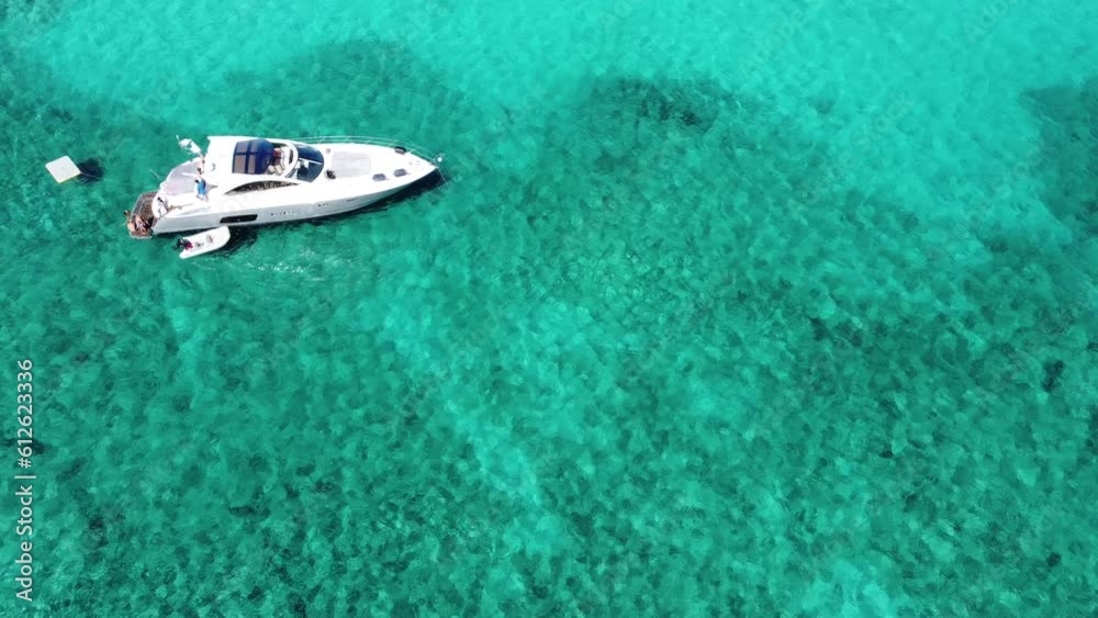 Aerial view of kayaks and yachts on the Caribbean Sea Aerial view of kayaks and yachts on the Caribbean Sea