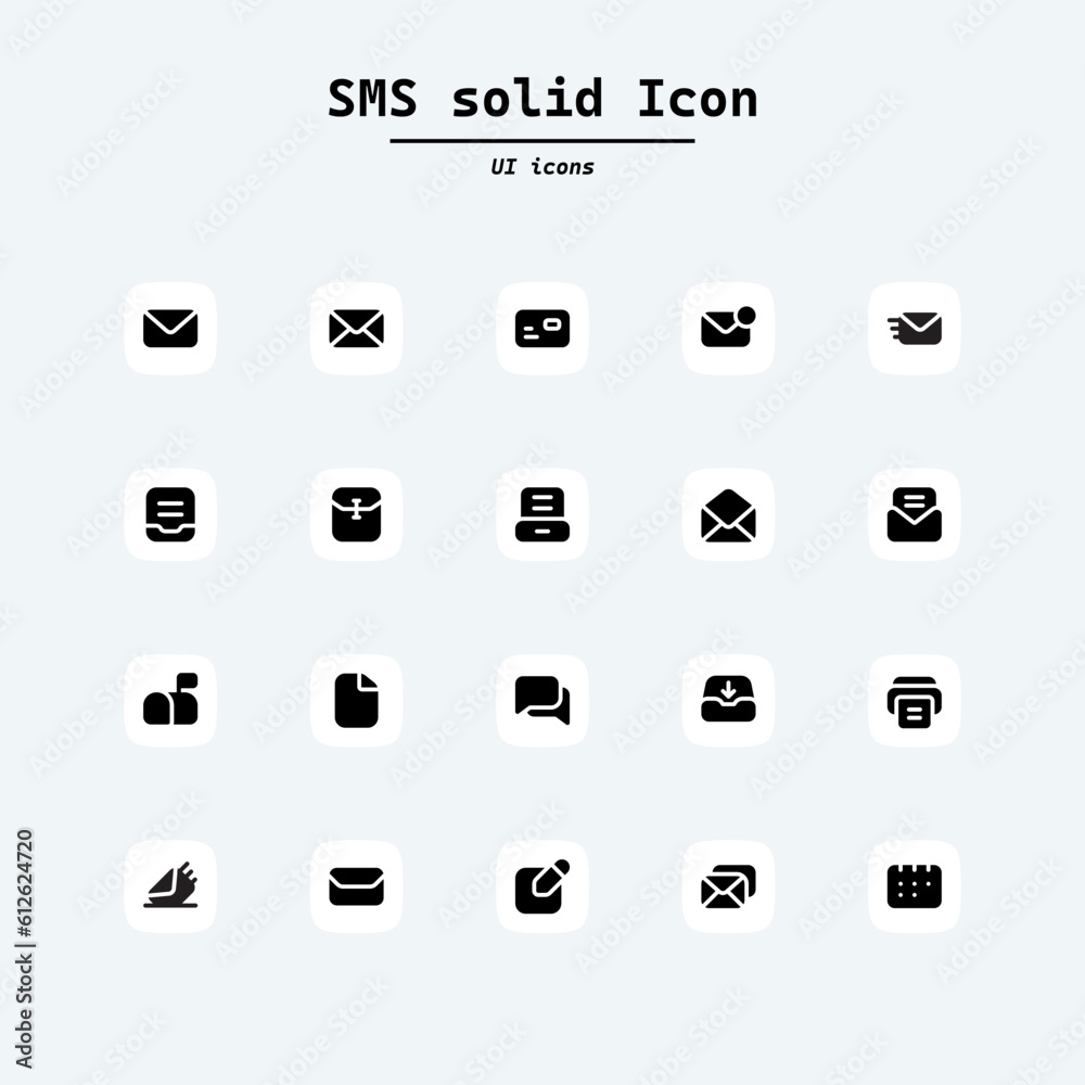 Set of Message Vector Line Icons. Contains such Icons as Conversation, SMS, Heart, Love Chats, Notification, email. Collection ui icons with squircle shape. Web Page, Mobile App, UI, UX design.
