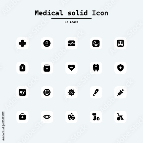 Medical care, medicine, and Health vector icons. Collection ui icons with squircle shape. Web Page, Mobile App, UI, UX design.