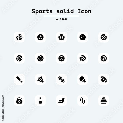 Sport & Sports Equipment vector icons. Linear style icons pack. Collection ui icons with squircle shape. Web Page, Mobile App, UI, UX design.