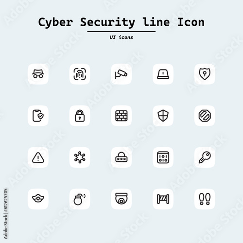 Information technology icons set. Cuber Security icons. UI icon set in a flat design. Outline collection ui icons with squircle shape. Web Page, Mobile App, UI, UX design.