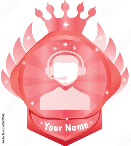 Red user game rank badge award medal