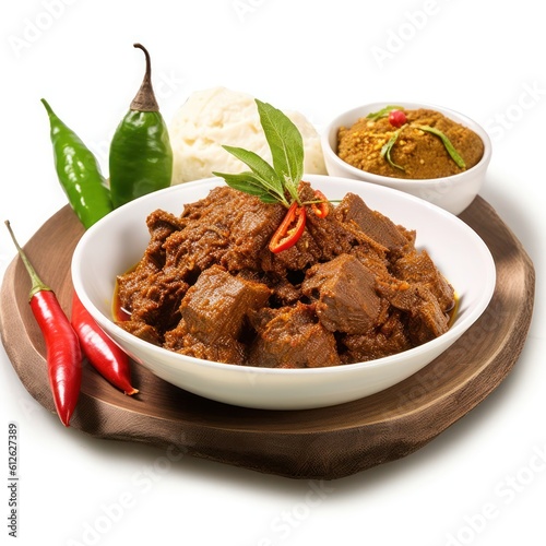 spicy beef rendang with chilli photo