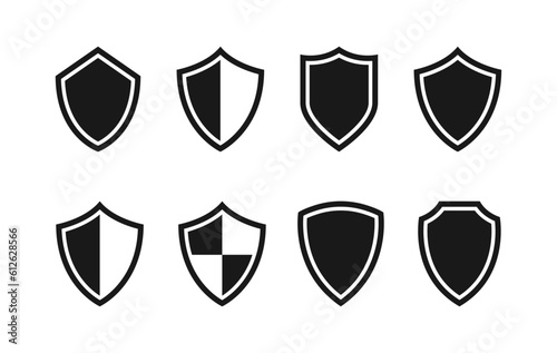 Shield icon set collection on white background