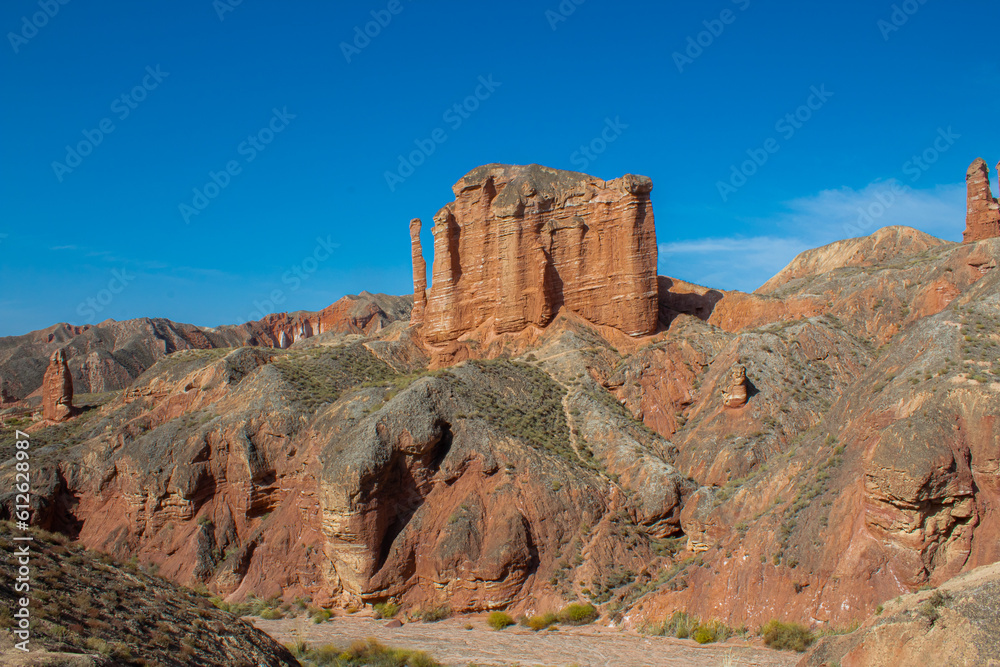 Sunan Danxia national geological park in China, famous place for tourists Sunan Danxia national geological park in China, famous place for tourists