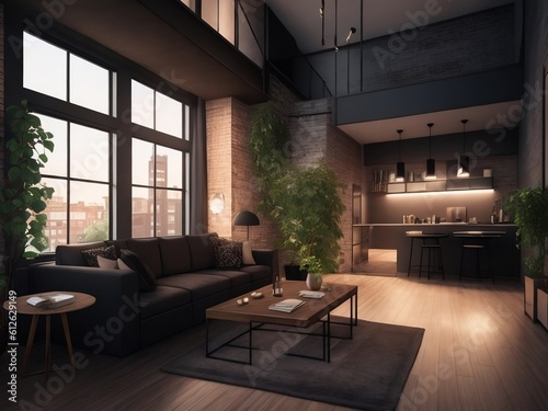 Loft-Style Living Room in Two-Storey Apartment © Pamudu